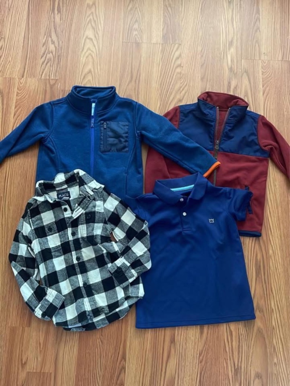 Little boys size 4 bundle zip up jacket button up short sleeve shirt